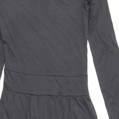 Finery Womens Grey Viscose Fit & Flare Size 12 Scoop Neck Pullover