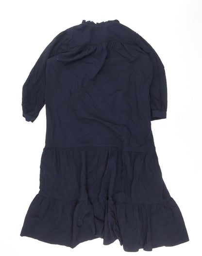 Marks and Spencer Womens Blue Viscose A-Line Size S Round Neck Tie