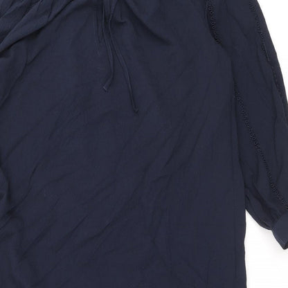 Marks and Spencer Womens Blue Viscose A-Line Size S Round Neck Tie