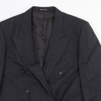 St Michael Mens Grey Striped Wool Jacket Suit Jacket Size 40 Regular