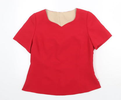 Preworn Womens Red Polyester Basic T-Shirt Size 12 Sweetheart