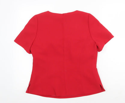 Preworn Womens Red Polyester Basic T-Shirt Size 12 Sweetheart