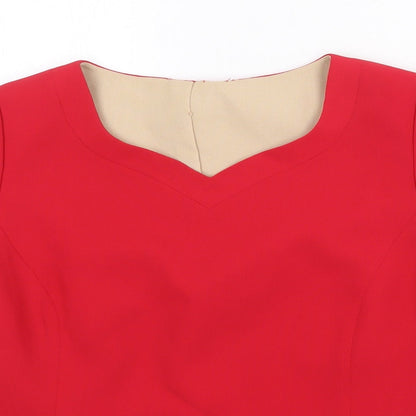 Preworn Womens Red Polyester Basic T-Shirt Size 12 Sweetheart