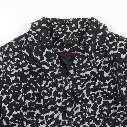 Soaked in Luxury Womens Black Geometric Jacket Blazer Size M Button
