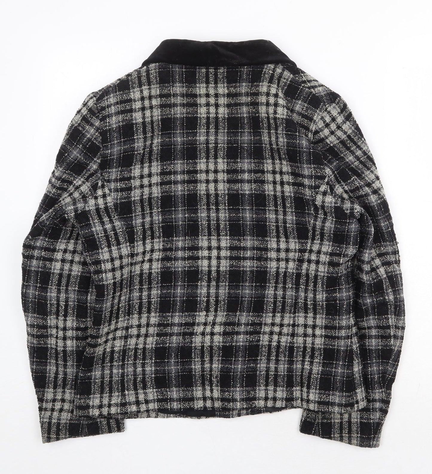 Marks and Spencer Womens Black Plaid Jacket Size 12 Button
