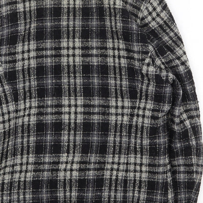Marks and Spencer Womens Black Plaid Jacket Size 12 Button