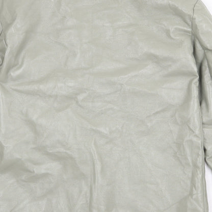 Nasty Gal Womens Green Jacket Size 8 Button - Faux Leather