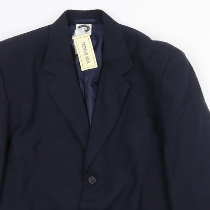 Mens UK Size 44 Premier Man Regular Blue Suit Jacket