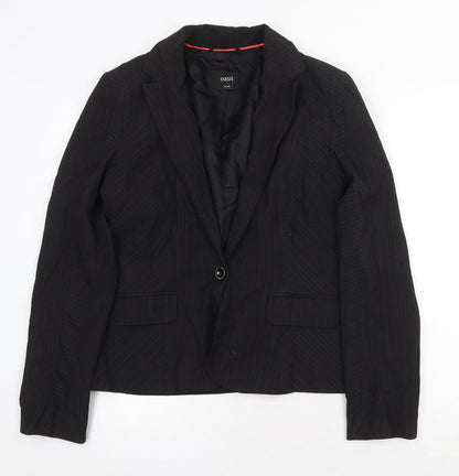 Oasis Womens Black Polyester Jacket Blazer Size 14 Button