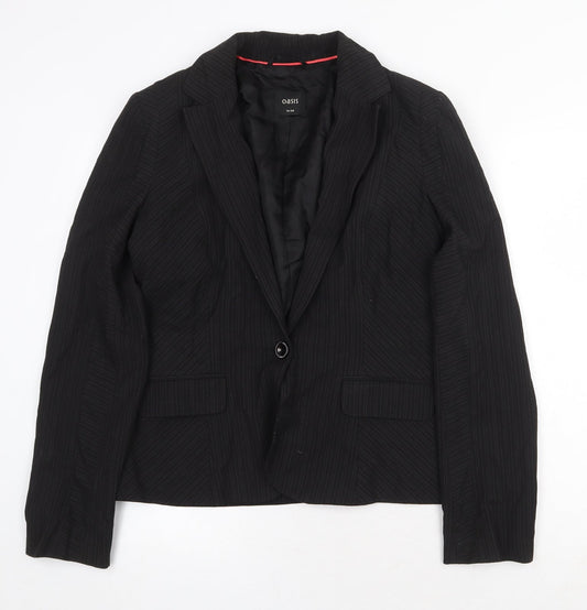 Oasis Womens Black Polyester Jacket Blazer Size 14 Button
