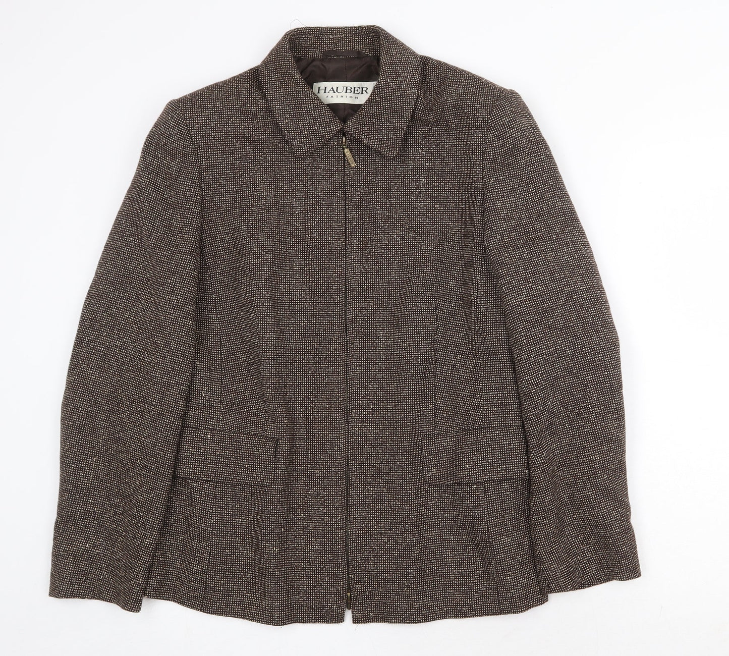 Hauber Womens Brown Jacket Size 14 Zip