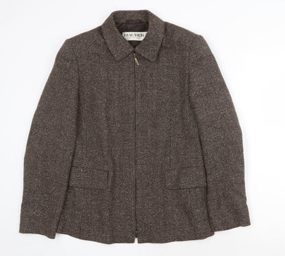 Hauber Womens Brown Jacket Size 14 Zip