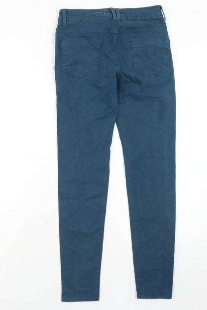 Marks and Spencer Womens Blue Cotton Skinny Jeans Size 8 Regular Zip