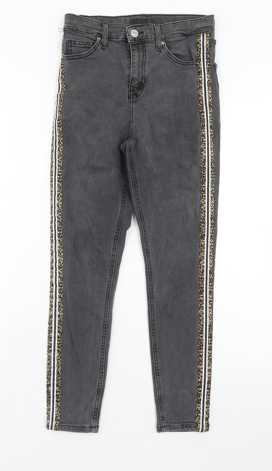 Topshop Womens Grey Cotton Skinny Jeans Size 28 in L30 in Regular Zip