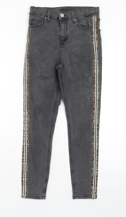 Topshop Womens Grey Cotton Skinny Jeans Size 28 in L30 in Regular Zip
