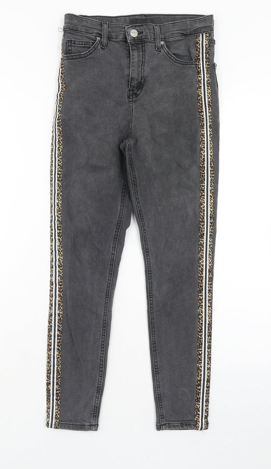 Topshop Womens Grey Cotton Skinny Jeans Size 28 in L30 in Regular Zip