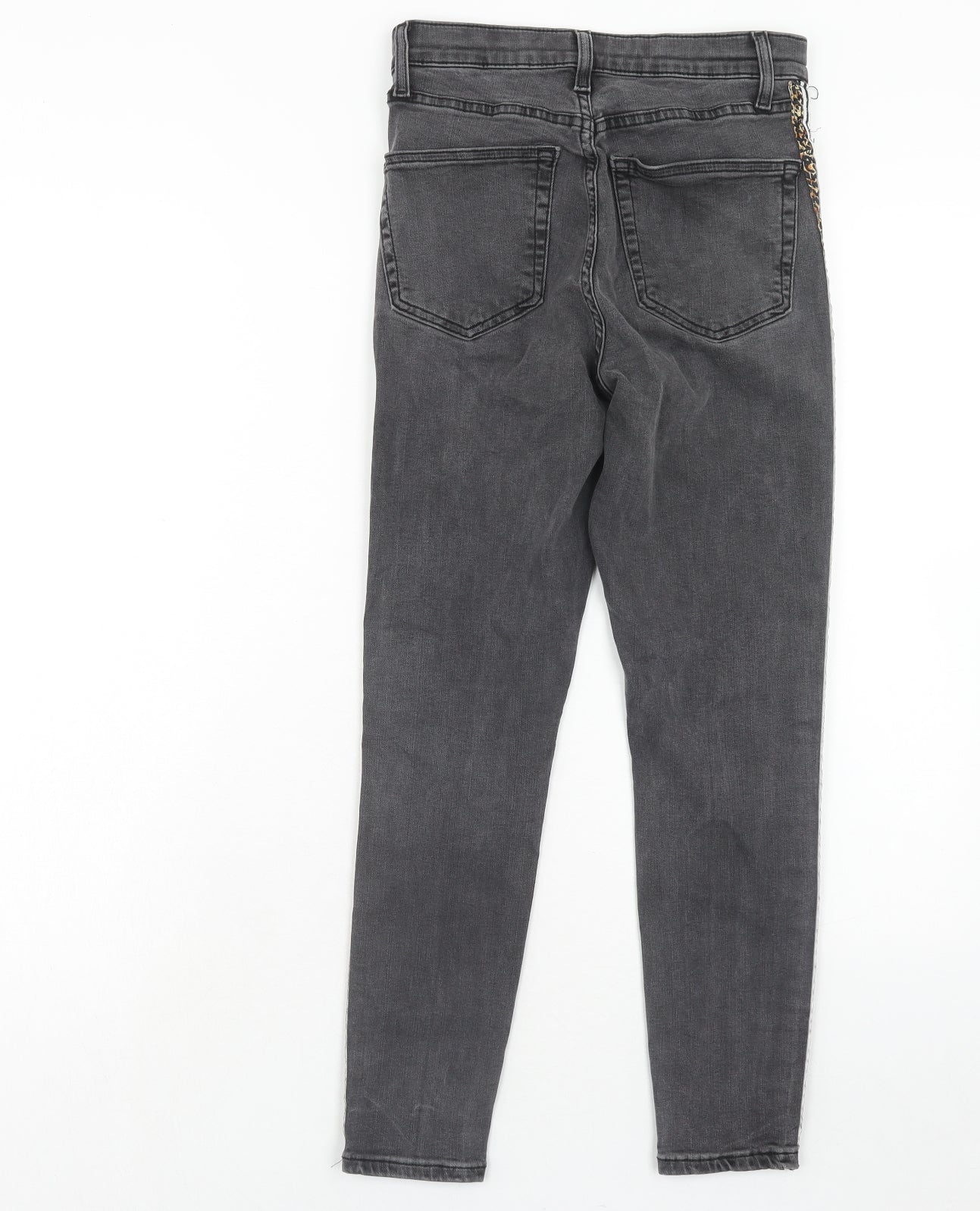Topshop Womens Grey Cotton Skinny Jeans Size 28 in L30 in Regular Zip