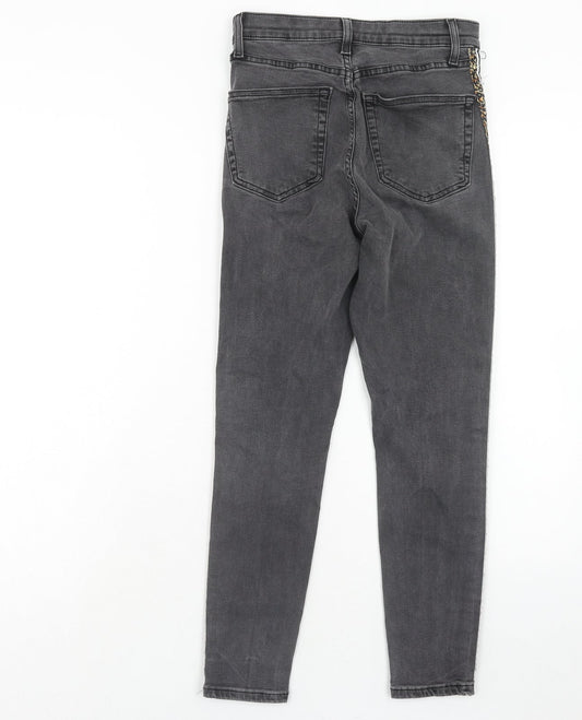 Topshop Womens Grey Cotton Skinny Jeans Size 28 in L30 in Regular Zip