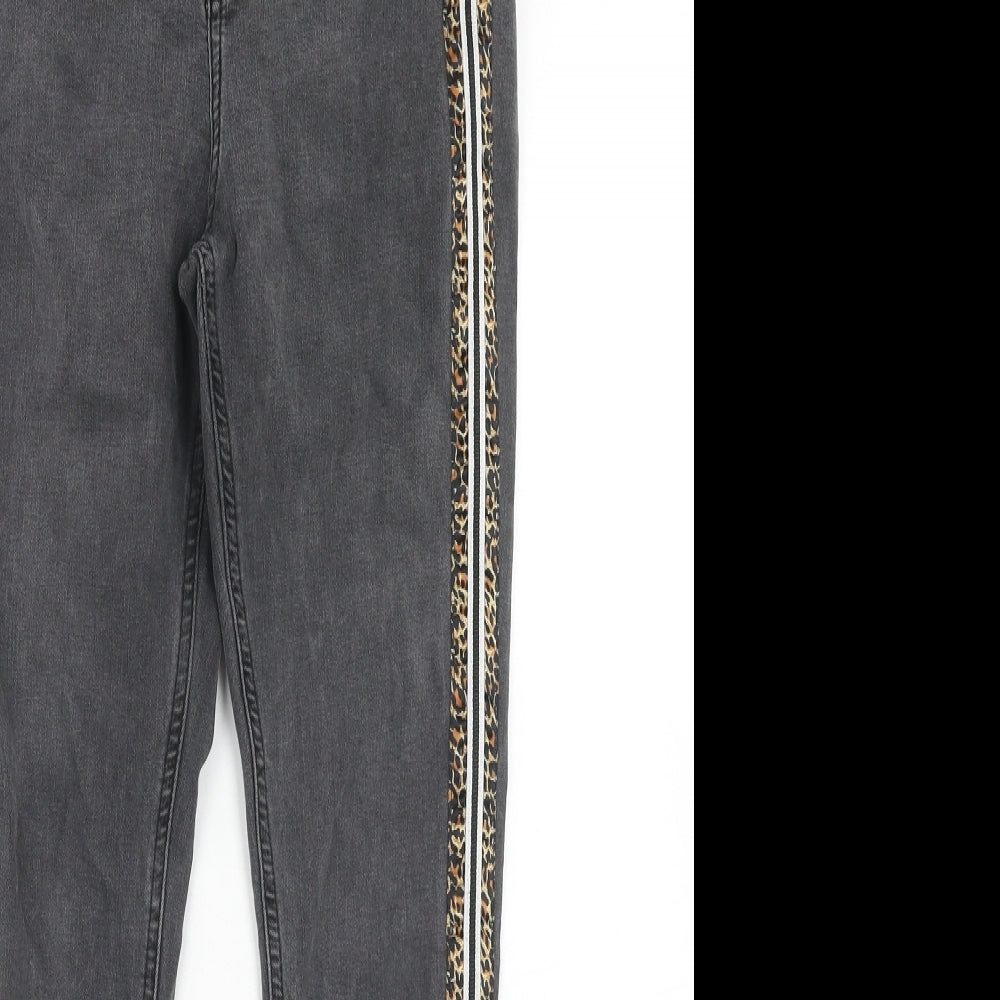 Topshop Womens Grey Cotton Skinny Jeans Size 28 in L30 in Regular Zip