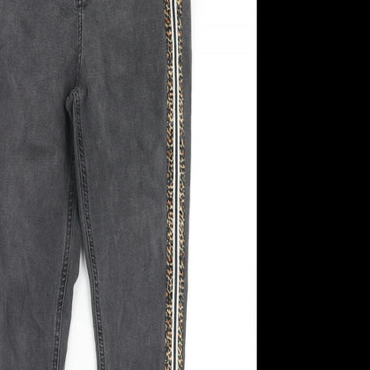 Topshop Womens Grey Cotton Skinny Jeans Size 28 in L30 in Regular Zip