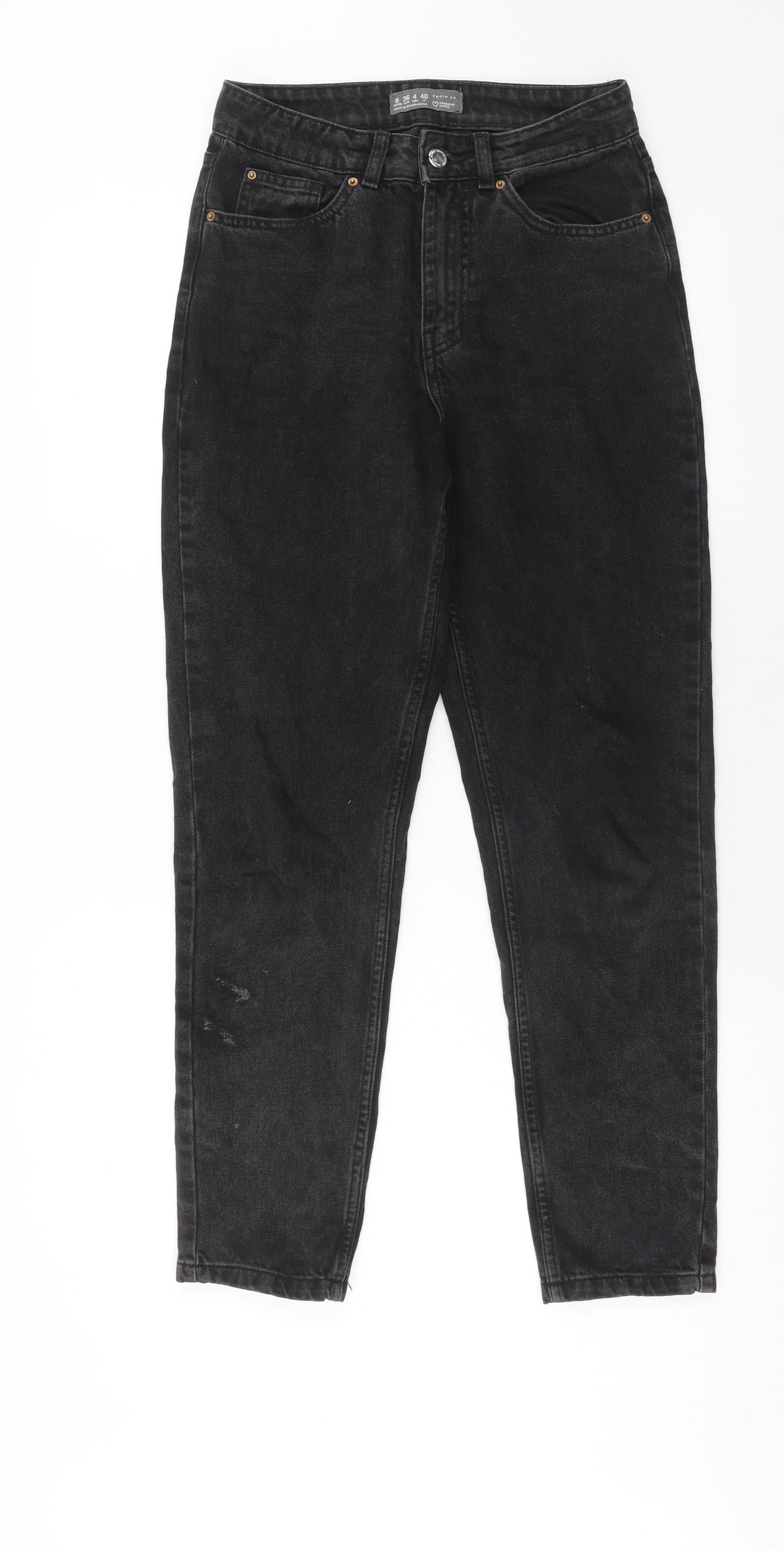 Denim & Co. Womens Black Cotton Straight Jeans Size 8 Regular Zip
