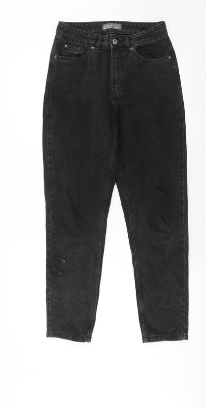 Denim & Co. Womens Black Cotton Straight Jeans Size 8 Regular Zip