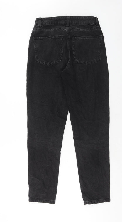 Denim & Co. Womens Black Cotton Straight Jeans Size 8 Regular Zip
