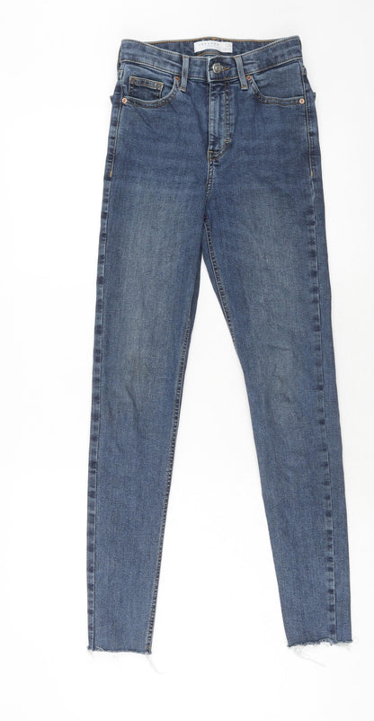 Topshop Womens Blue Cotton Skinny Jeans Size 25 in L34 in Regular Zip
