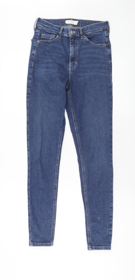 Topshop Womens Blue Cotton Skinny Jeans Size 25 in L34 in Regular Zip