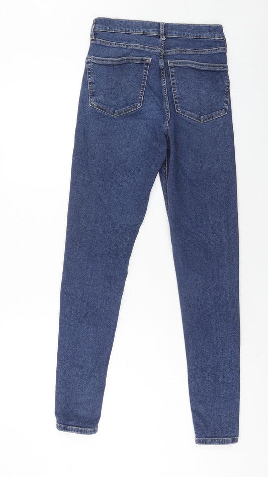 Topshop Womens Blue Cotton Skinny Jeans Size 25 in L34 in Regular Zip
