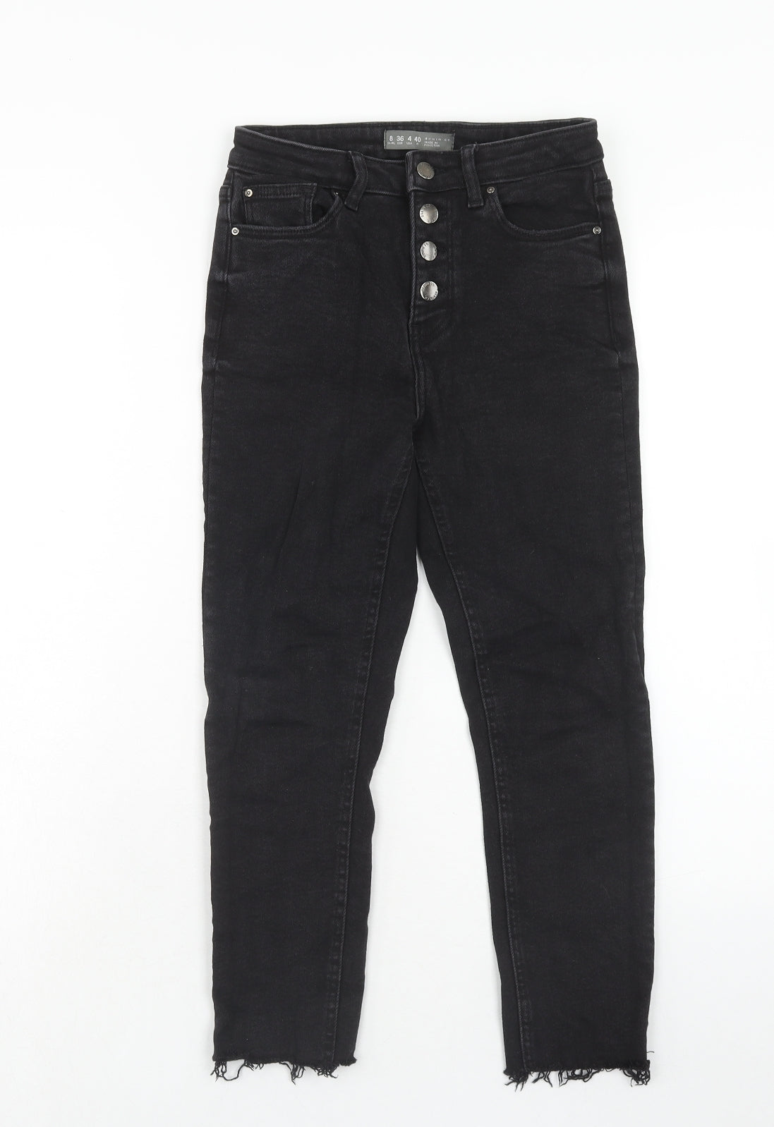 Denim & Co. Womens Black Cotton Straight Jeans Size 8 Regular Zip