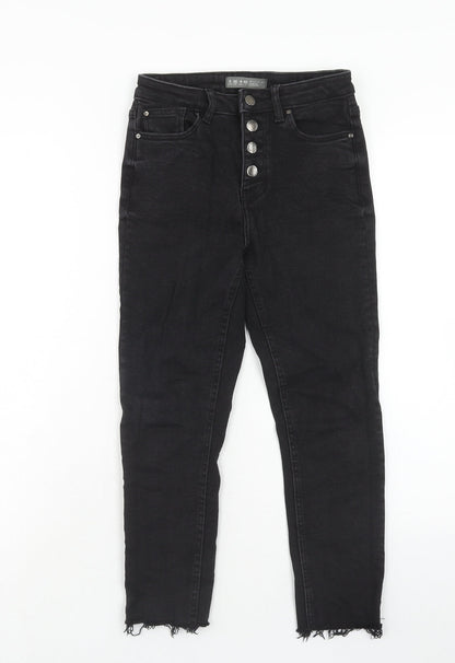 Denim & Co. Womens Black Cotton Straight Jeans Size 8 Regular Zip