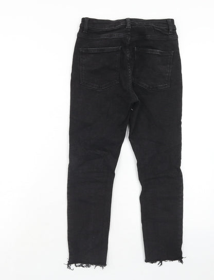 Denim & Co. Womens Black Cotton Straight Jeans Size 8 Regular Zip