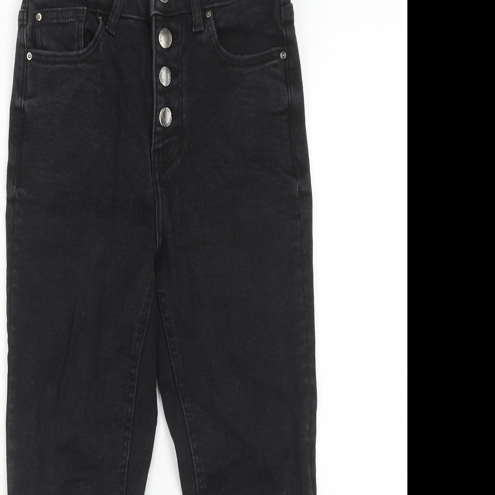 Denim & Co. Womens Black Cotton Straight Jeans Size 8 Regular Zip