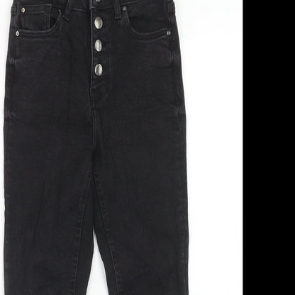 Denim & Co. Womens Black Cotton Straight Jeans Size 8 Regular Zip