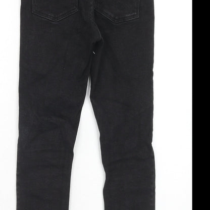 Denim & Co. Womens Black Cotton Straight Jeans Size 8 Regular Zip
