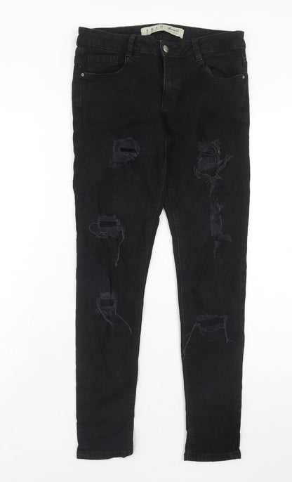 Denim & Co. Womens Black Cotton Skinny Jeans Size 10 Regular Zip