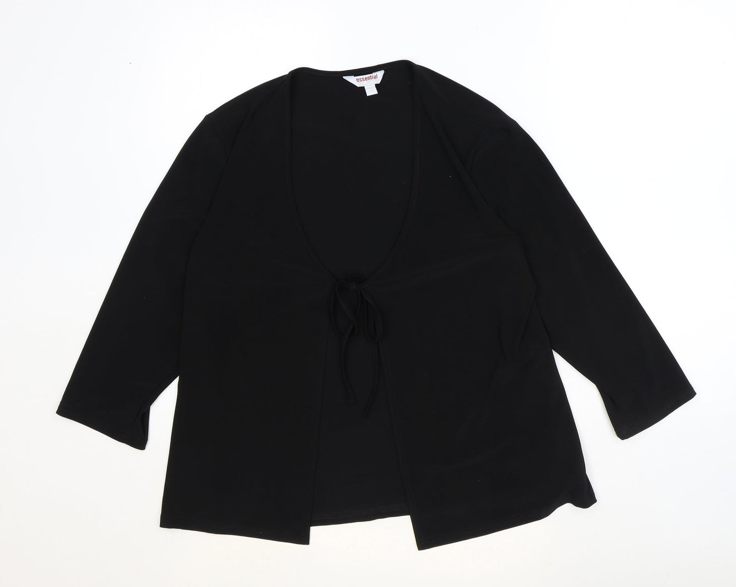 Essential Collection Womens Black Scoop Neck Polyester Cardigan Jumper Size 16 - Tie Front