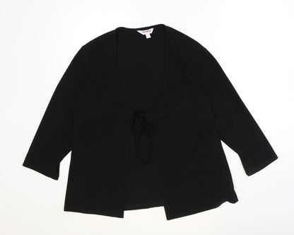 Essential Collection Womens Black Scoop Neck Polyester Cardigan Jumper Size 16 - Tie Front