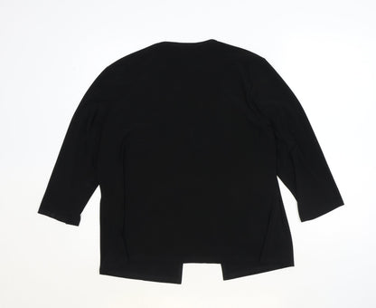 Essential Collection Womens Black Scoop Neck Polyester Cardigan Jumper Size 16 - Tie Front