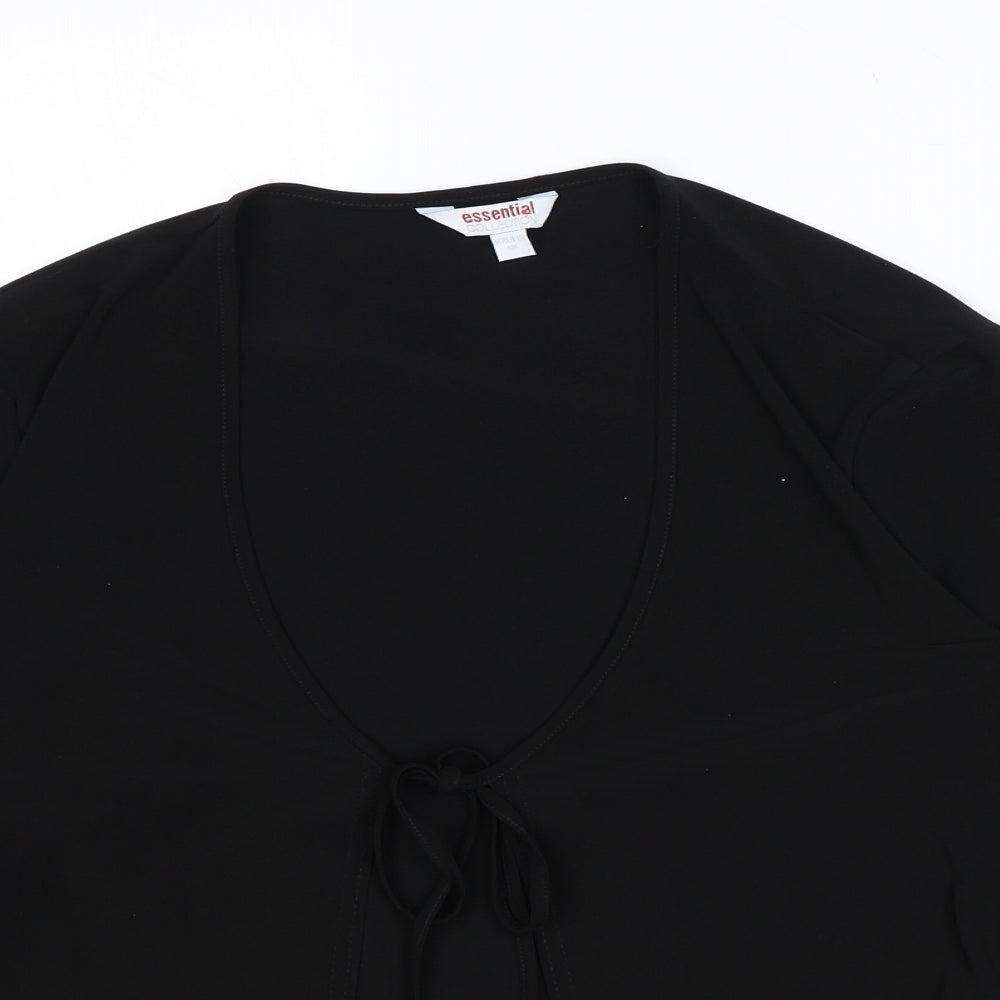 Essential Collection Womens Black Scoop Neck Polyester Cardigan Jumper Size 16 - Tie Front