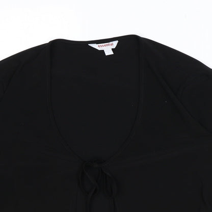 Essential Collection Womens Black Scoop Neck Polyester Cardigan Jumper Size 16 - Tie Front
