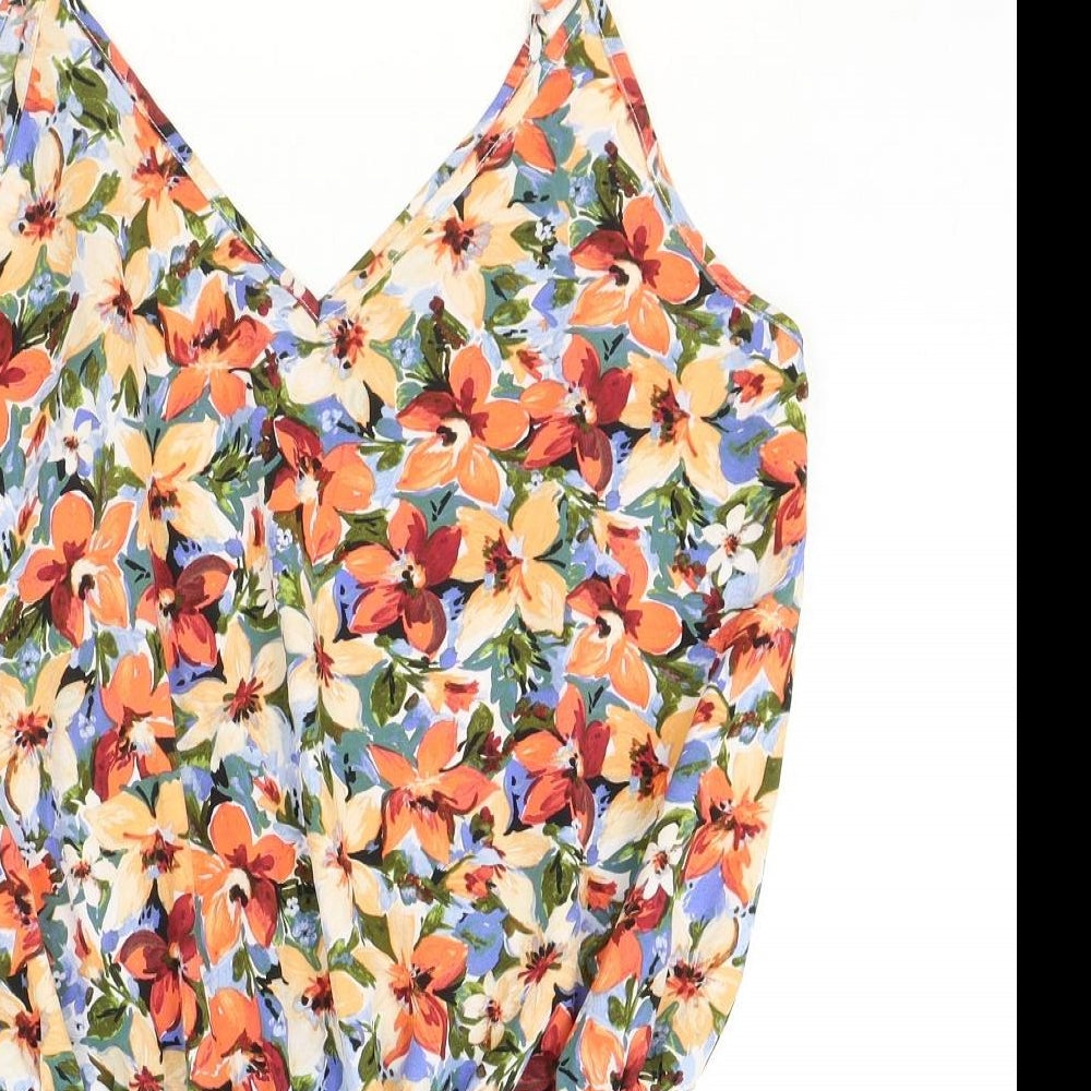 SheIn Womens Multicoloured Floral Polyester Bodysuit One-Piece Size L Snap