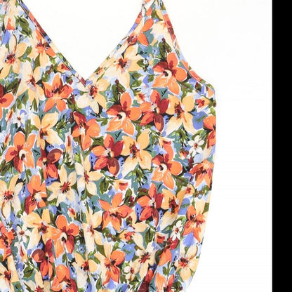 SheIn Womens Multicoloured Floral Polyester Bodysuit One-Piece Size L Snap