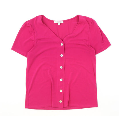 Womens UK Size S Green Envelope Pink Basic Blouse