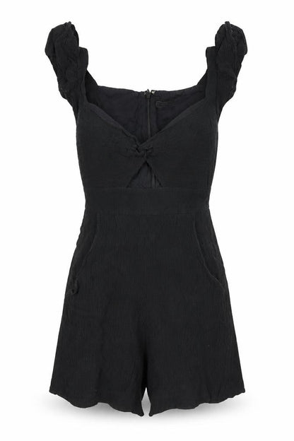 BCBGMAXAZRIA Womens Black Polyester Playsuit One-Piece Size S Zip - Cut Out Detail
