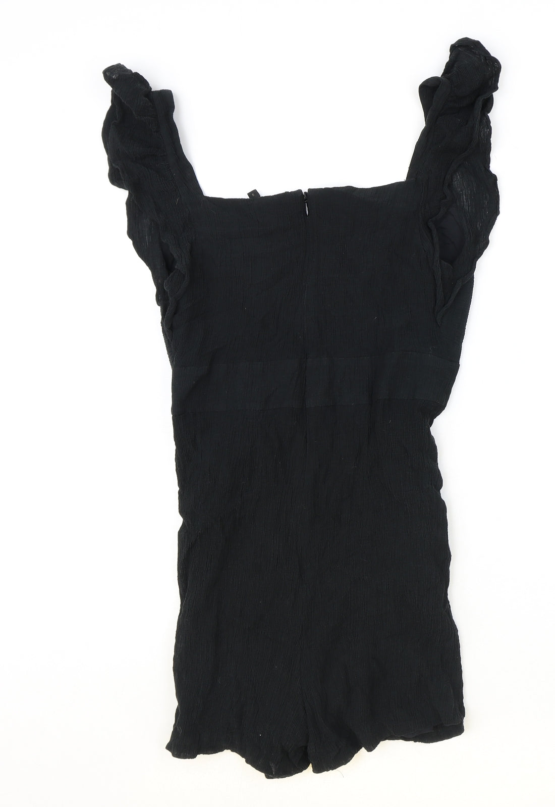 BCBGMAXAZRIA Womens Black Polyester Playsuit One-Piece Size S Zip - Cut Out Detail