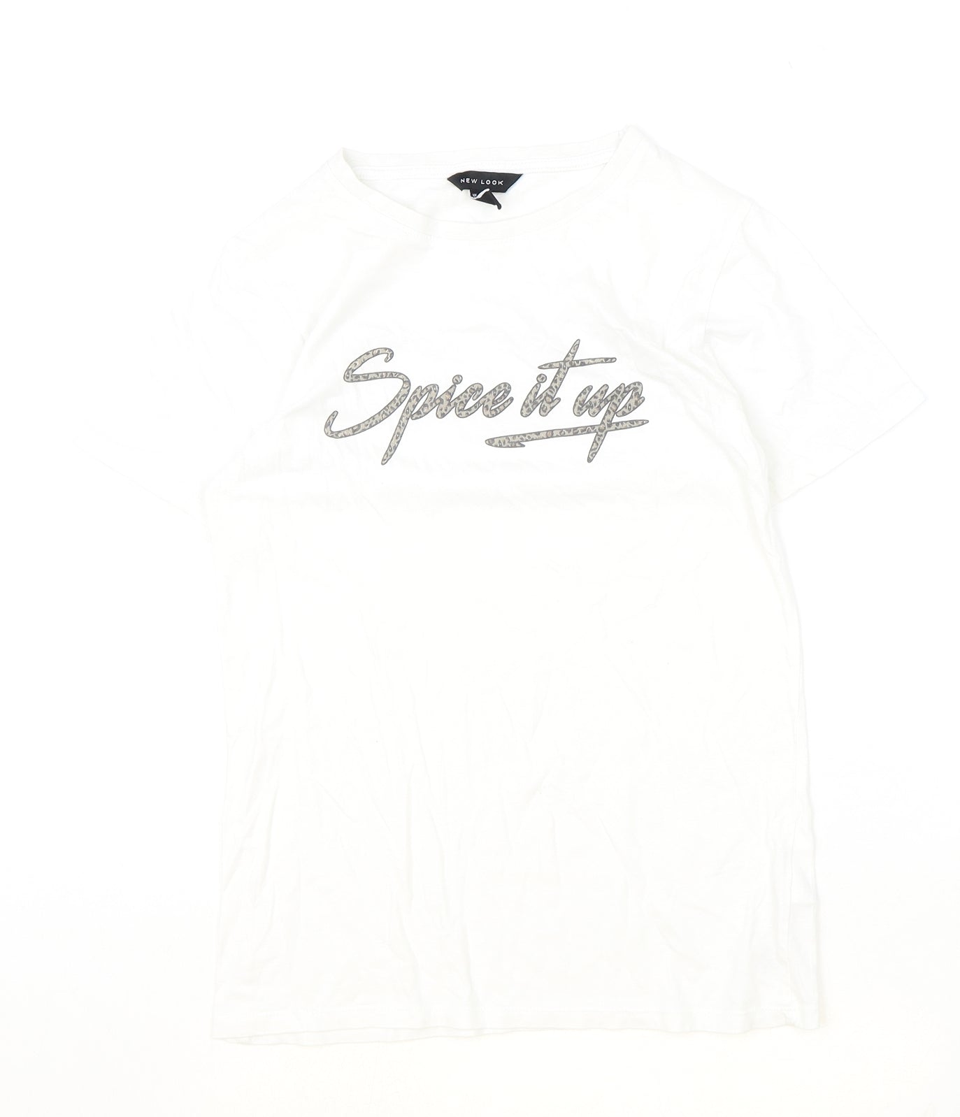Womens UK Size 8 New Look Ivory Basic T-Shirt