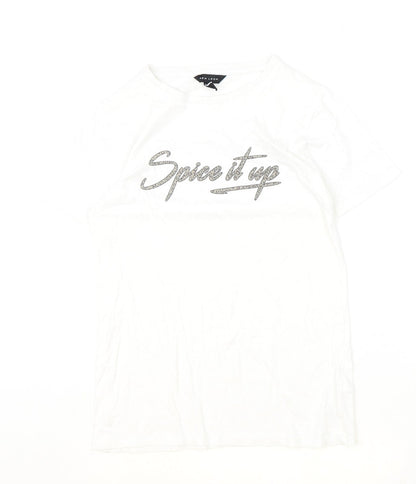 Womens UK Size 8 New Look Ivory Basic T-Shirt