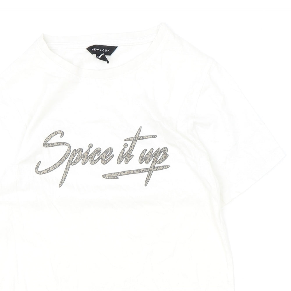 Womens UK Size 8 New Look Ivory Basic T-Shirt